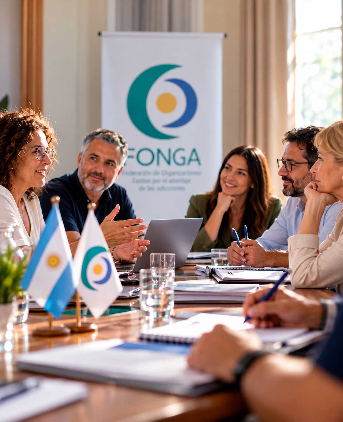 Representantes de instituciones federadas en un encuentro de FONGA